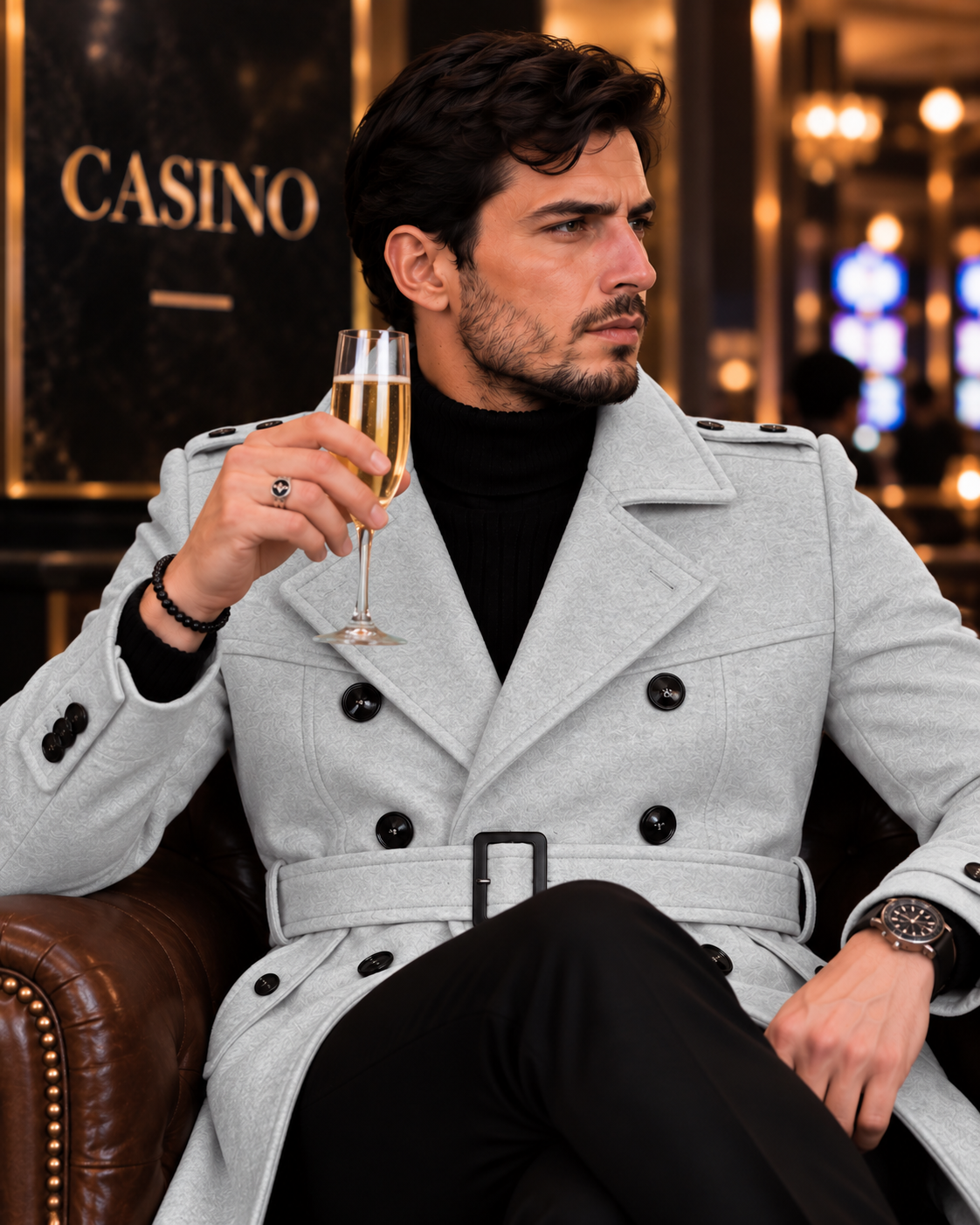 Arctic Ash grey Double Breasted Over Coat by ITALIAN VEGA® (Winter Special)