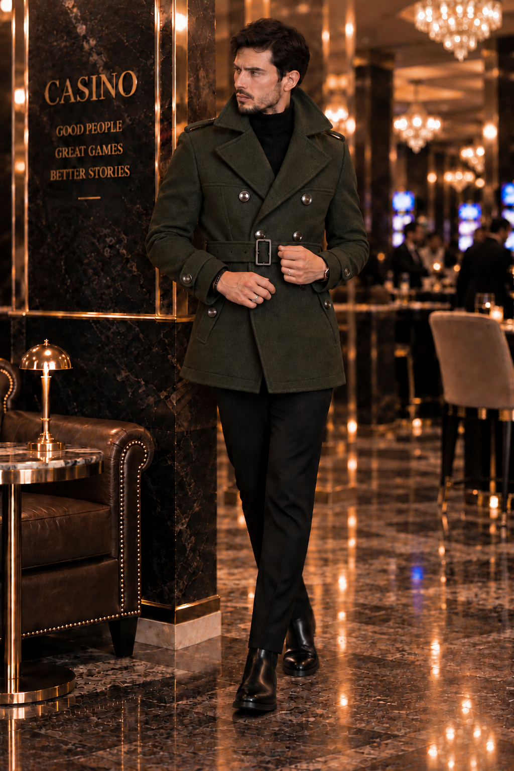 Arctic Dark Green Double Breasted Over Coat by ITALIAN VEGA® (Winter Special)