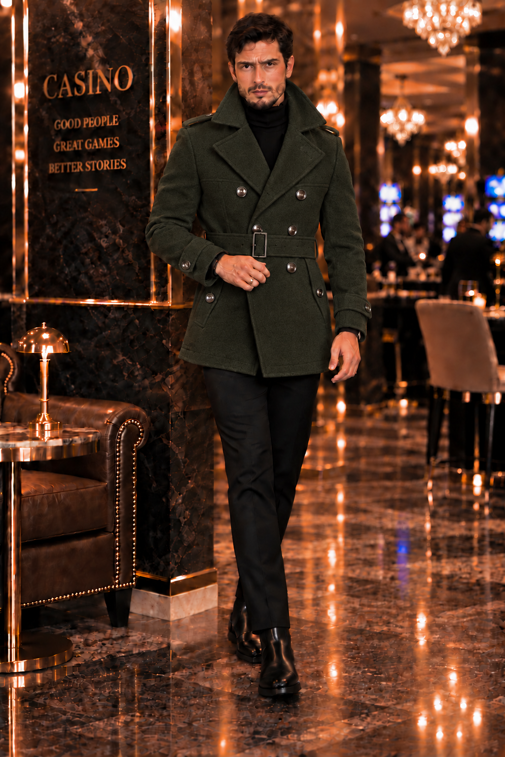 Arctic Dark Green Double Breasted Over Coat by ITALIAN VEGA® (Winter Special)
