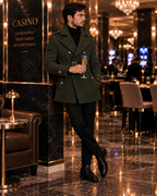 Arctic Dark Green Double Breasted Over Coat by ITALIAN VEGA® (Winter Special)