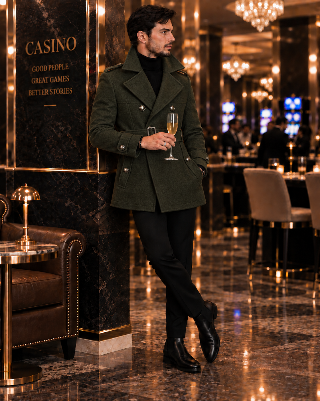 Arctic Dark Green Double Breasted Over Coat by ITALIAN VEGA® (Winter Special)
