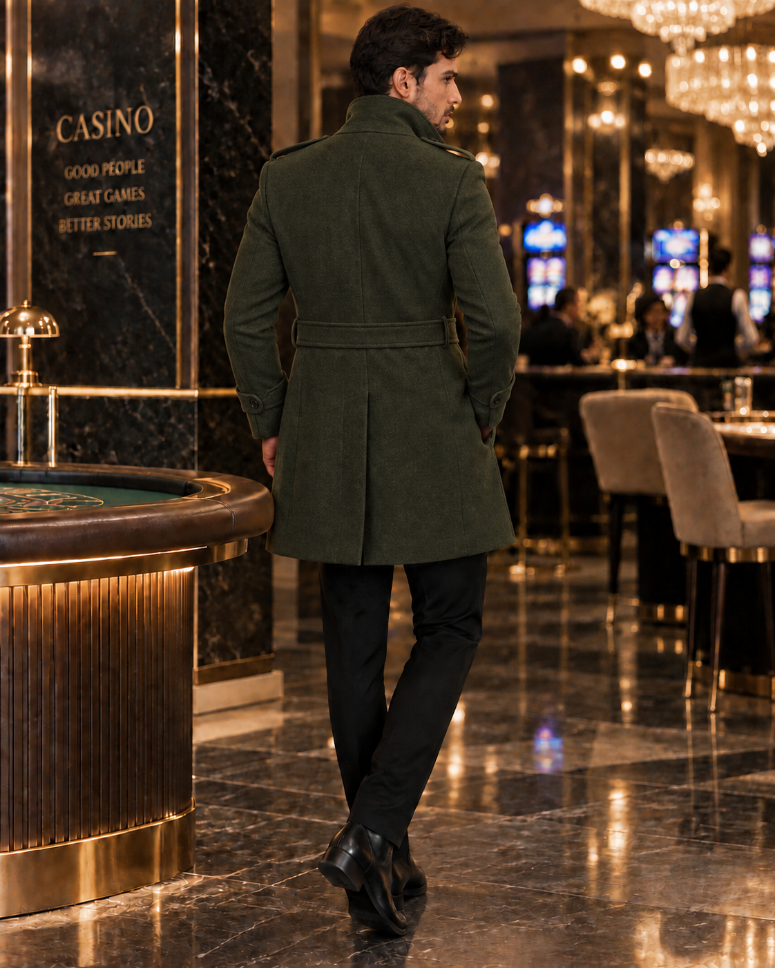 Arctic Dark Green Double Breasted Over Coat by ITALIAN VEGA® (Winter Special)