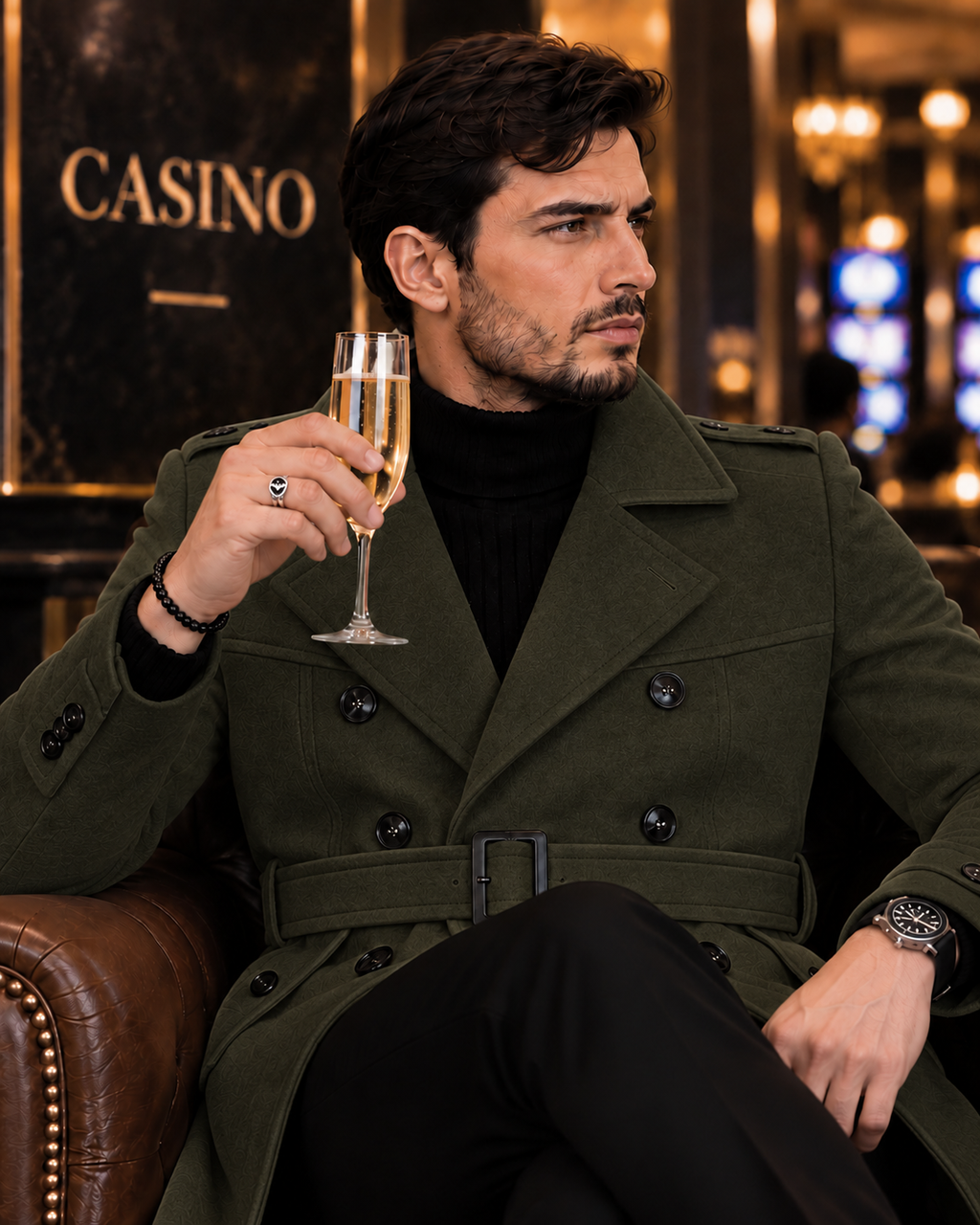 Arctic Dark Green Double Breasted Over Coat by ITALIAN VEGA® (Winter Special)