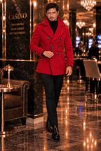 Arctic Red Double Breasted Over Coat by ITALIAN VEGA® (Winter Special)