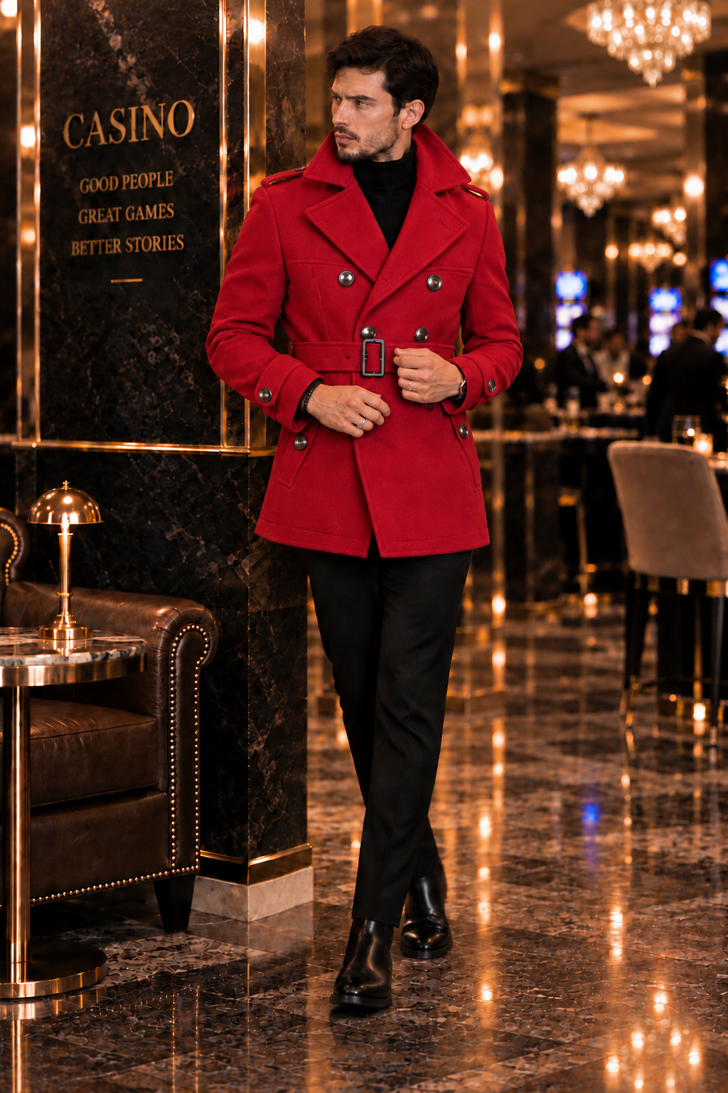 Arctic Red Double Breasted Over Coat by ITALIAN VEGA® (Winter Special)