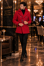 Arctic Red Double Breasted Over Coat by ITALIAN VEGA® (Winter Special)