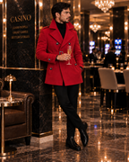 Arctic Red Double Breasted Over Coat by ITALIAN VEGA® (Winter Special)
