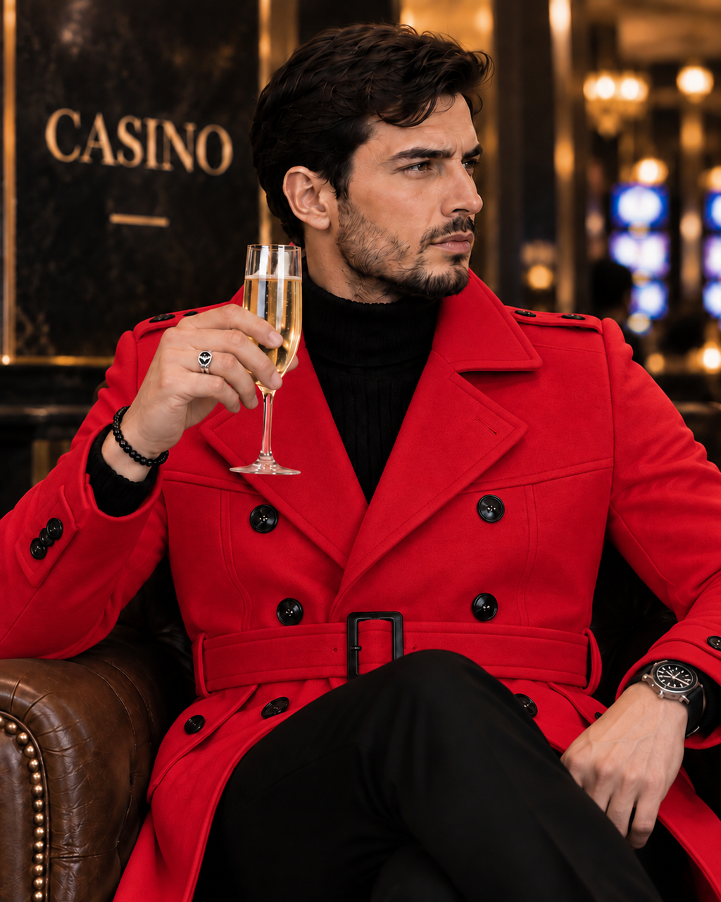 Arctic Red Double Breasted Over Coat by ITALIAN VEGA® (Winter Special)