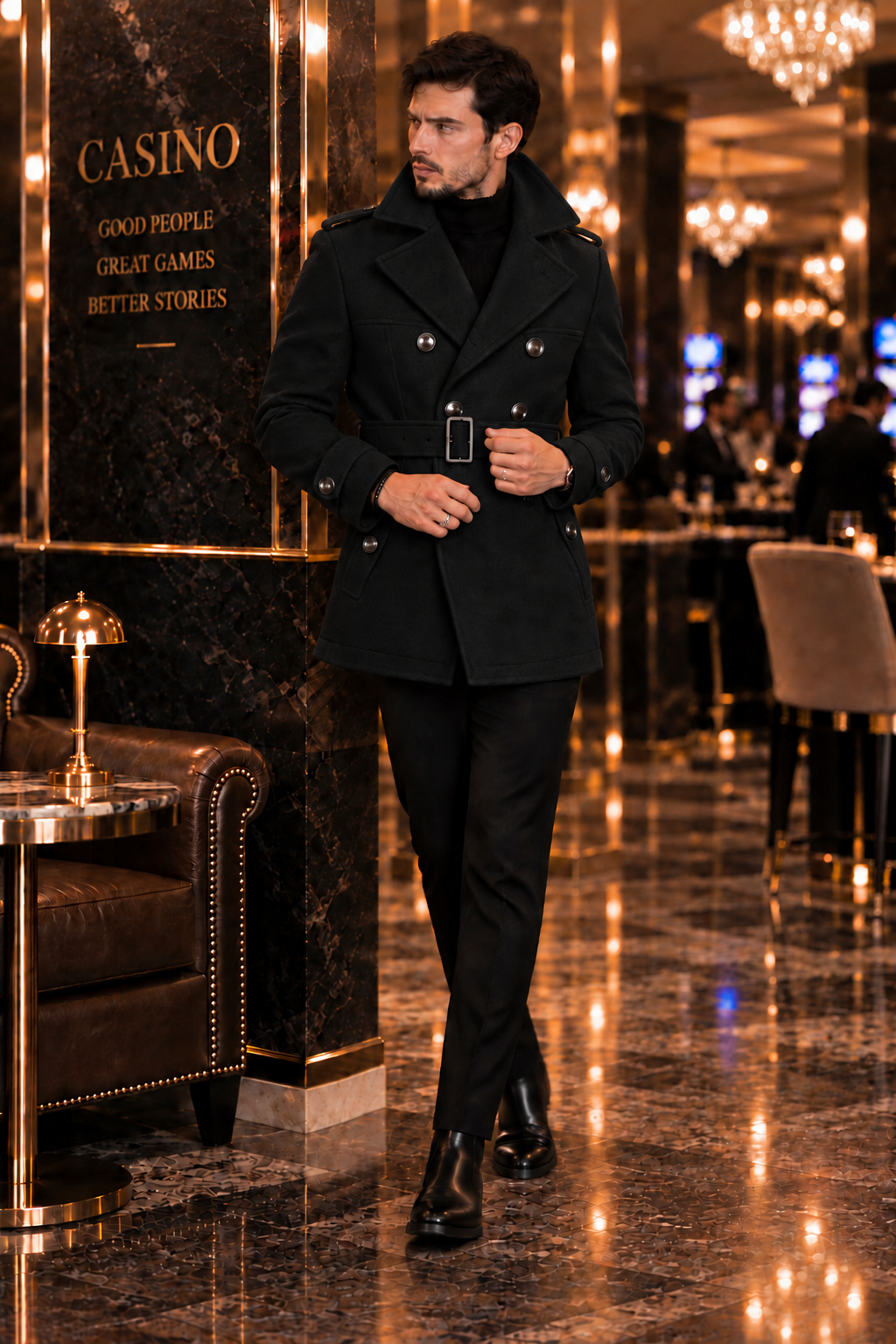 Arctic Black Double Breasted Over Coat by ITALIAN VEGA® (Winter Special)