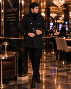 Arctic Black Double Breasted Over Coat by ITALIAN VEGA® (Winter Special)