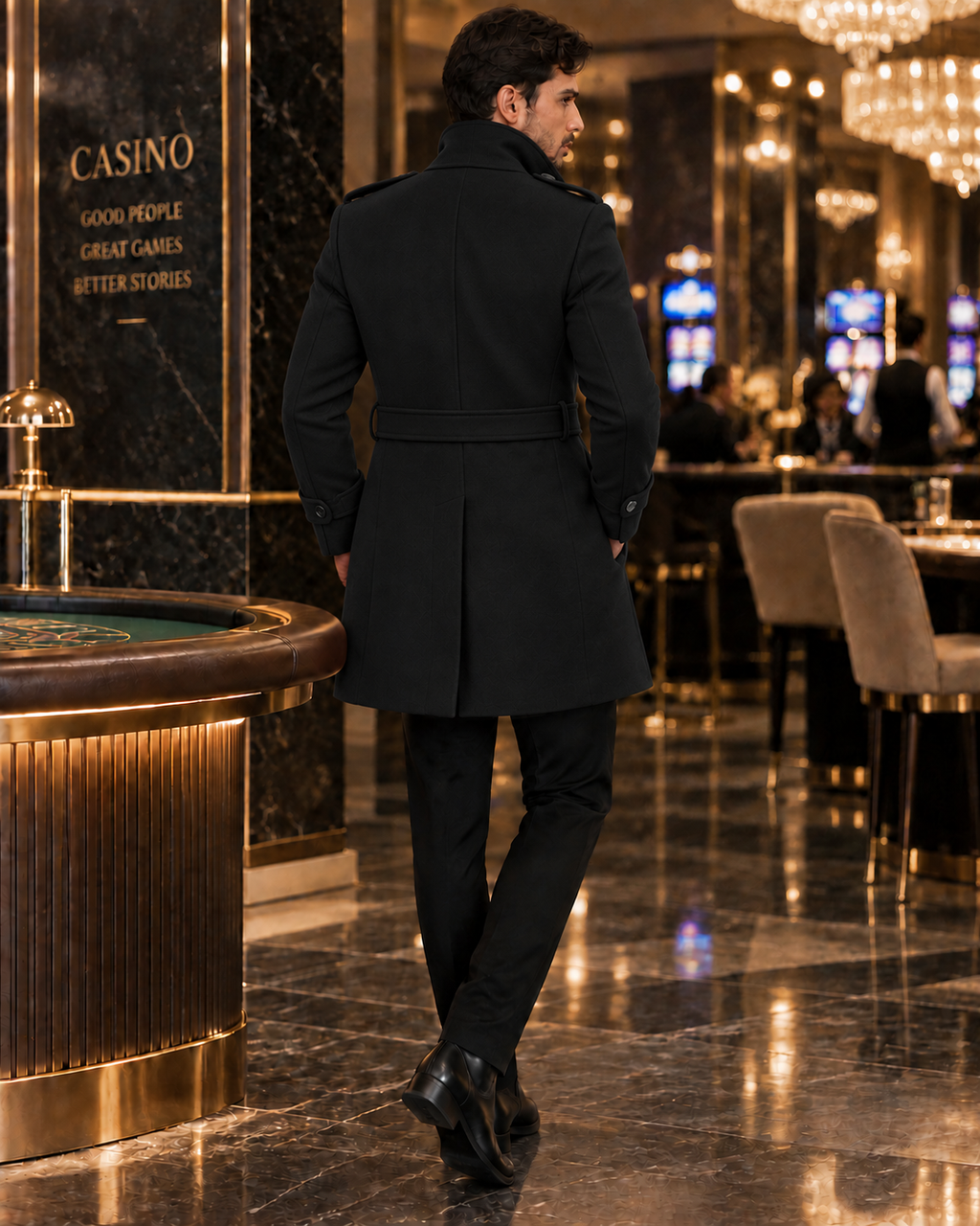Arctic Black Double Breasted Over Coat by ITALIAN VEGA® (Winter Special)
