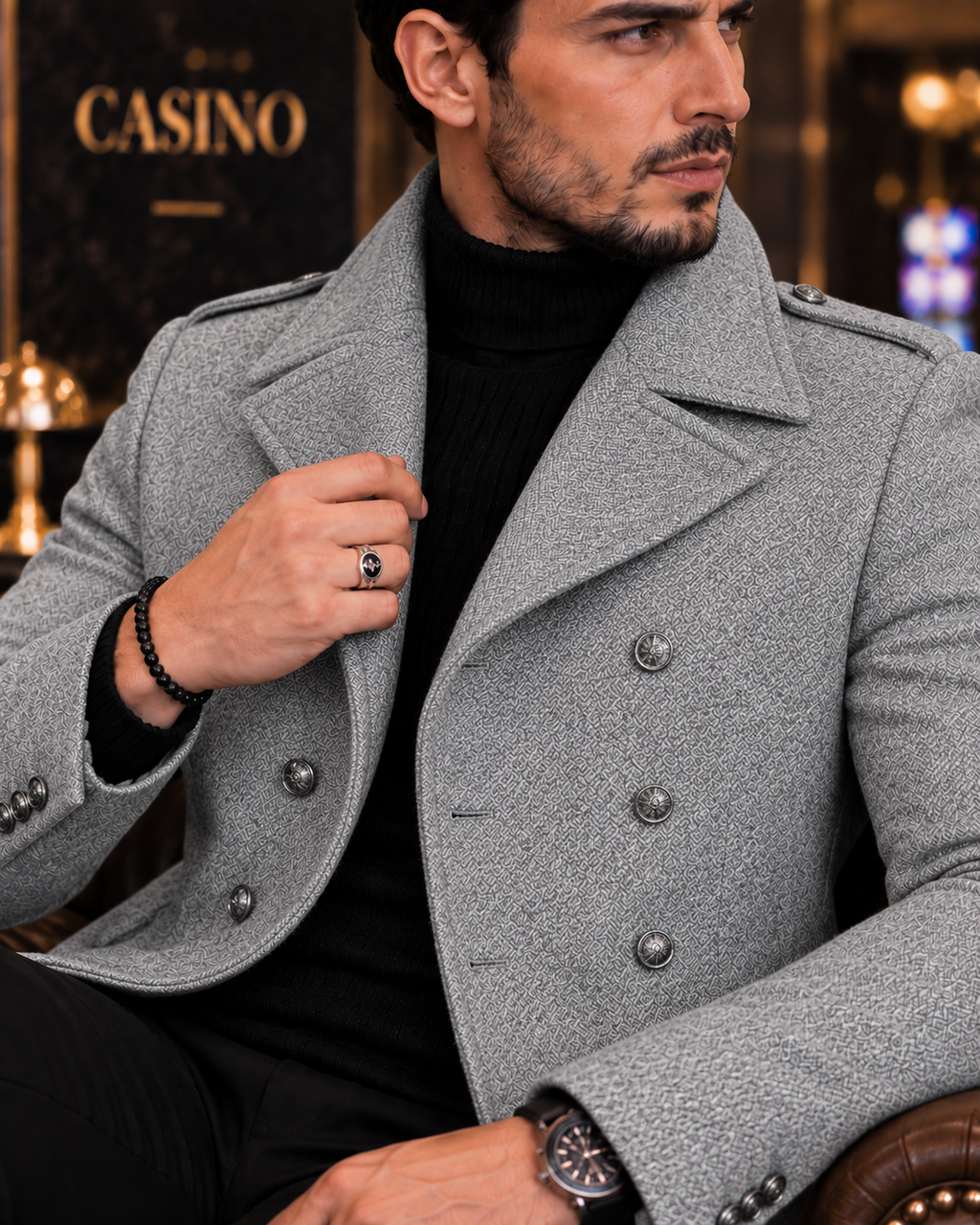 Alaska Ash Grey Double Breasted Over Coat by ITALIAN VEGA® (Winter Special)