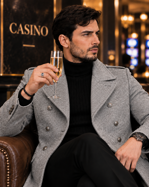 Alaska Ash Grey Double Breasted Over Coat by ITALIAN VEGA® (Winter Special)