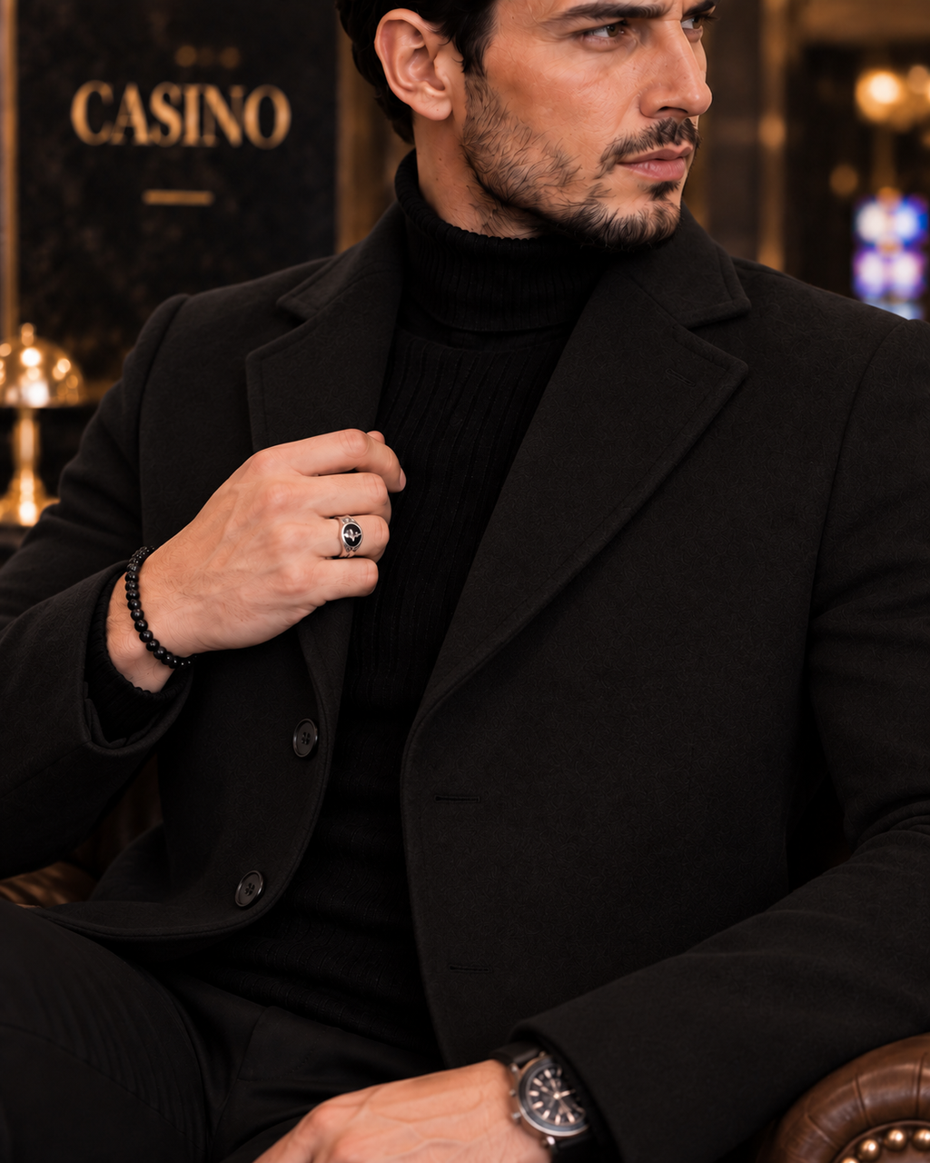 Black Wool and Blends Trench Over Coat by ITALIAN VEGA® (Winter Special)