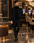 Black Wool and Blends Trench Over Coat by ITALIAN VEGA® (Winter Special)