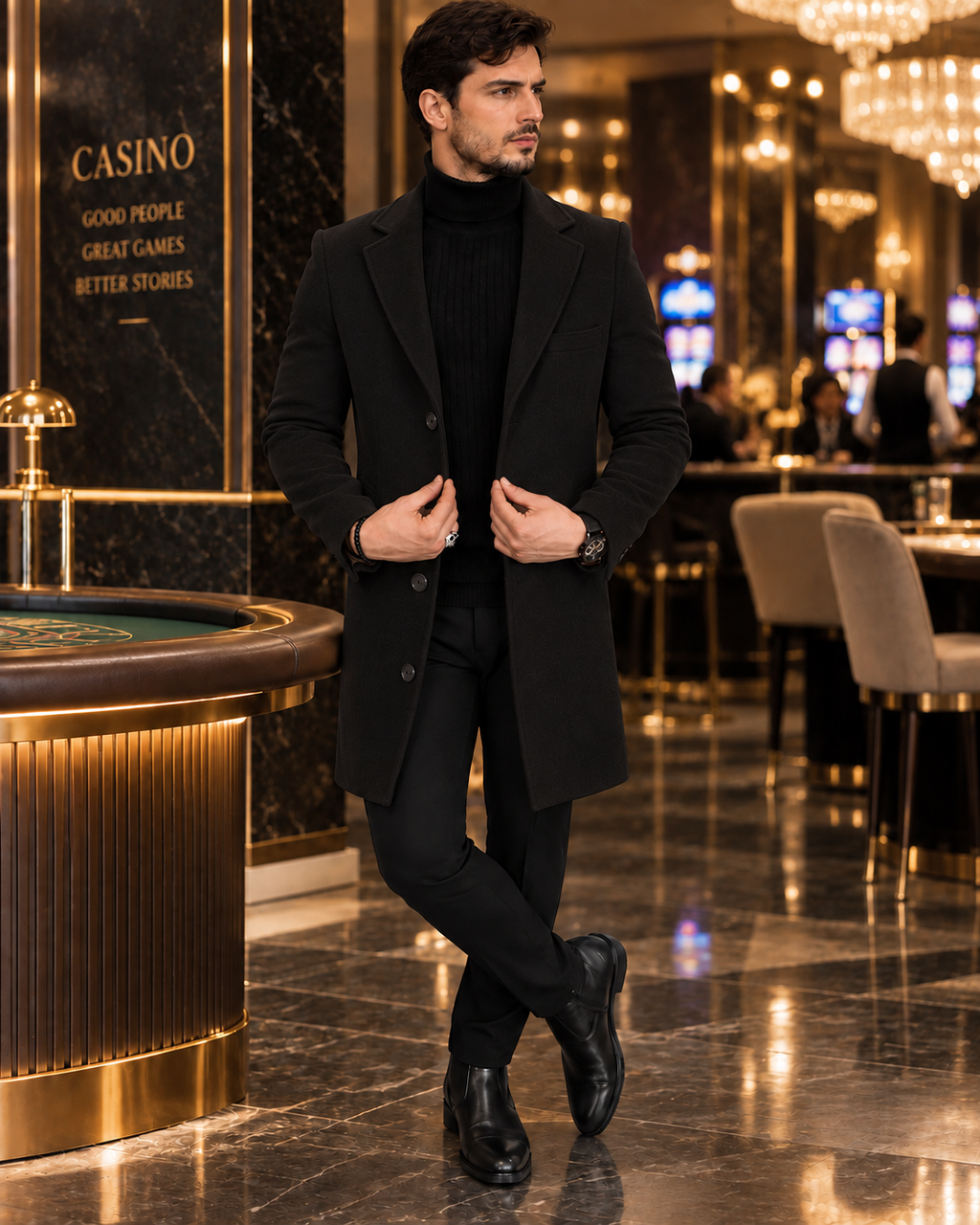 Black Wool and Blends Trench Over Coat by ITALIAN VEGA® (Winter Special)