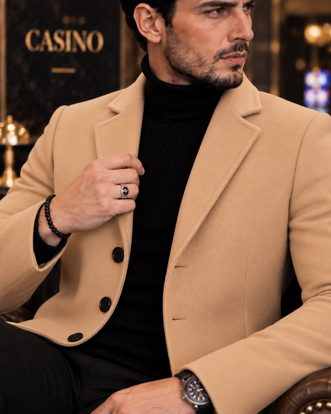 Camel Wool and Blends Trench Over Coat by ITALIAN VEGA® (Winter Special)