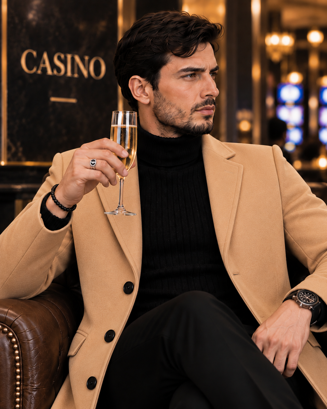 Camel Wool and Blends Trench Over Coat by ITALIAN VEGA® (Winter Special)