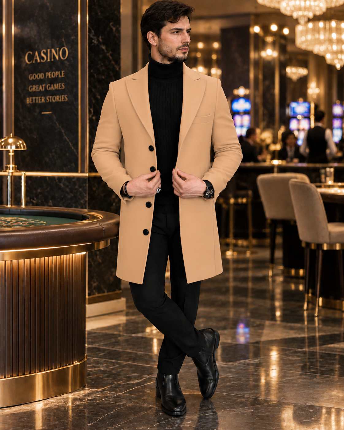 Camel Wool and Blends Trench Over Coat by ITALIAN VEGA® (Winter Special)