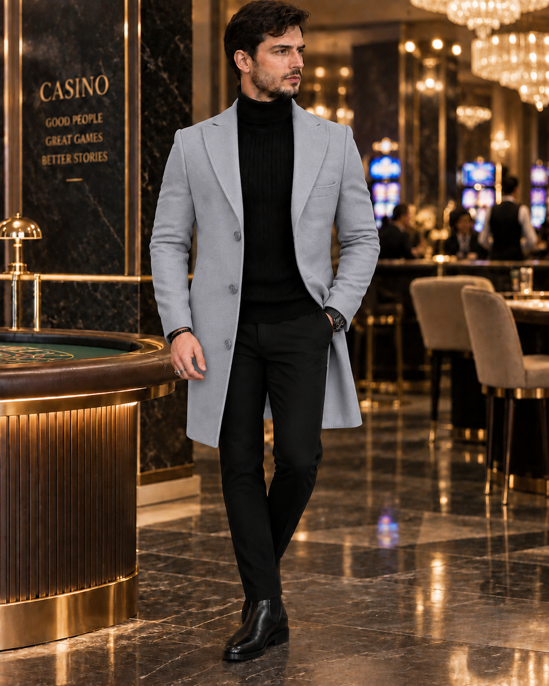 Light Grey Wool and Blends Trench Over Coat by ITALIAN VEGA® (Winter Special)