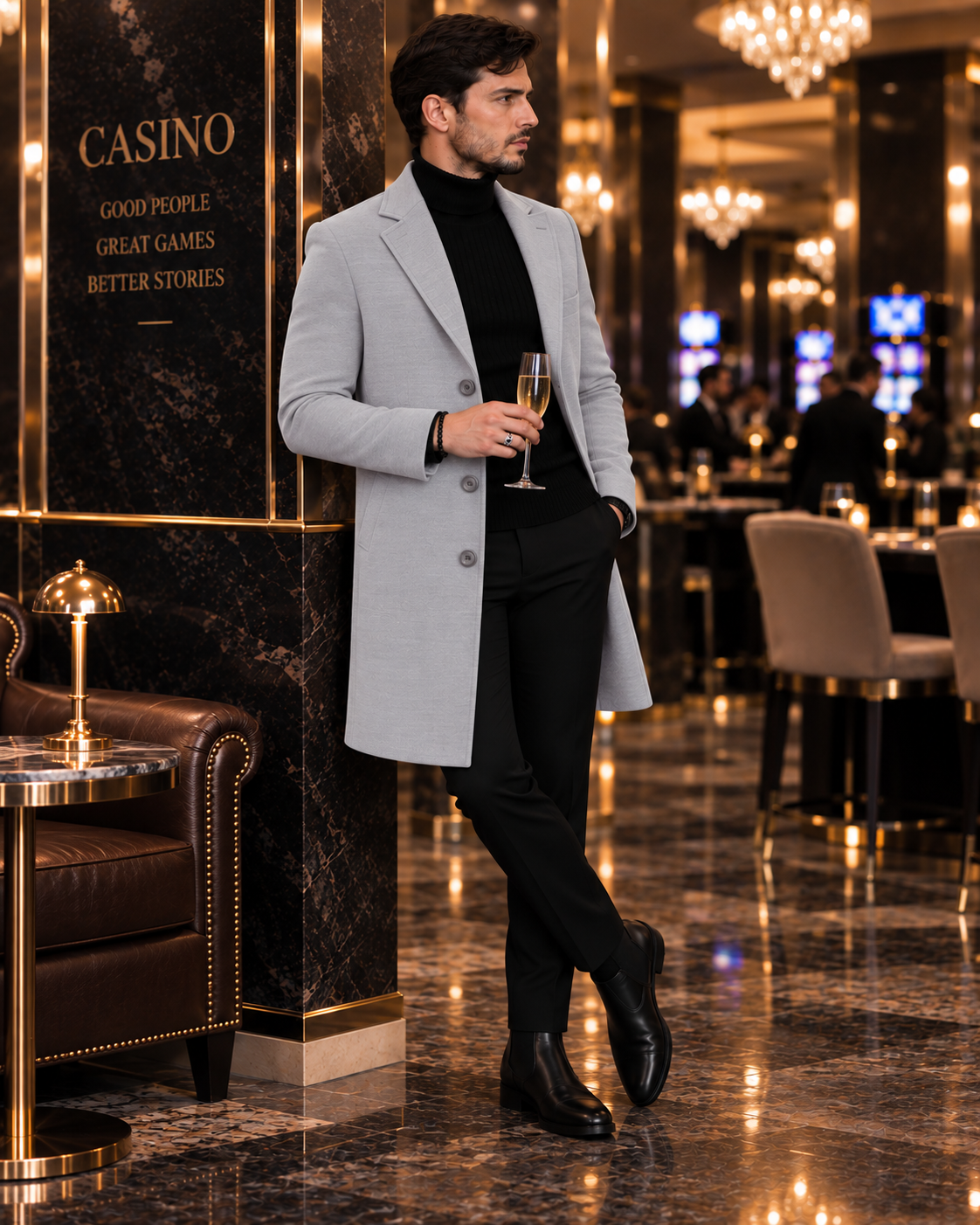 Light Grey Wool and Blends Trench Over Coat by ITALIAN VEGA® (Winter Special)