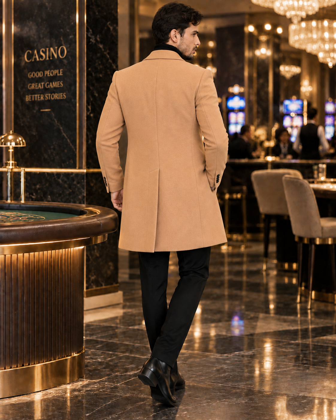 Frost Slim Fit Camel Double Breasted Wool Over Coat by ITALIAN VEGA® (Winter Special)