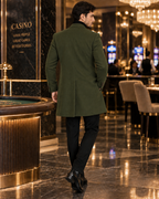 Frost Slim Fit Green Double Breasted Wool Over Coat by ITALIAN VEGA® (Winter Special)