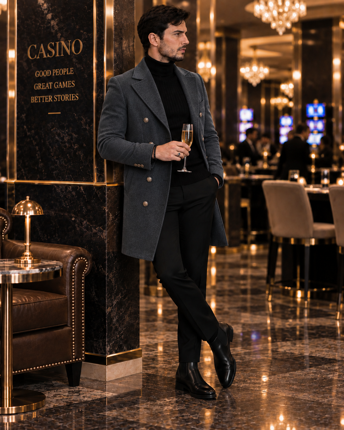 Frost Slim Fit Dark Grey Double Breasted Wool Over Coat by ITALIAN VEGA® (Winter Special)