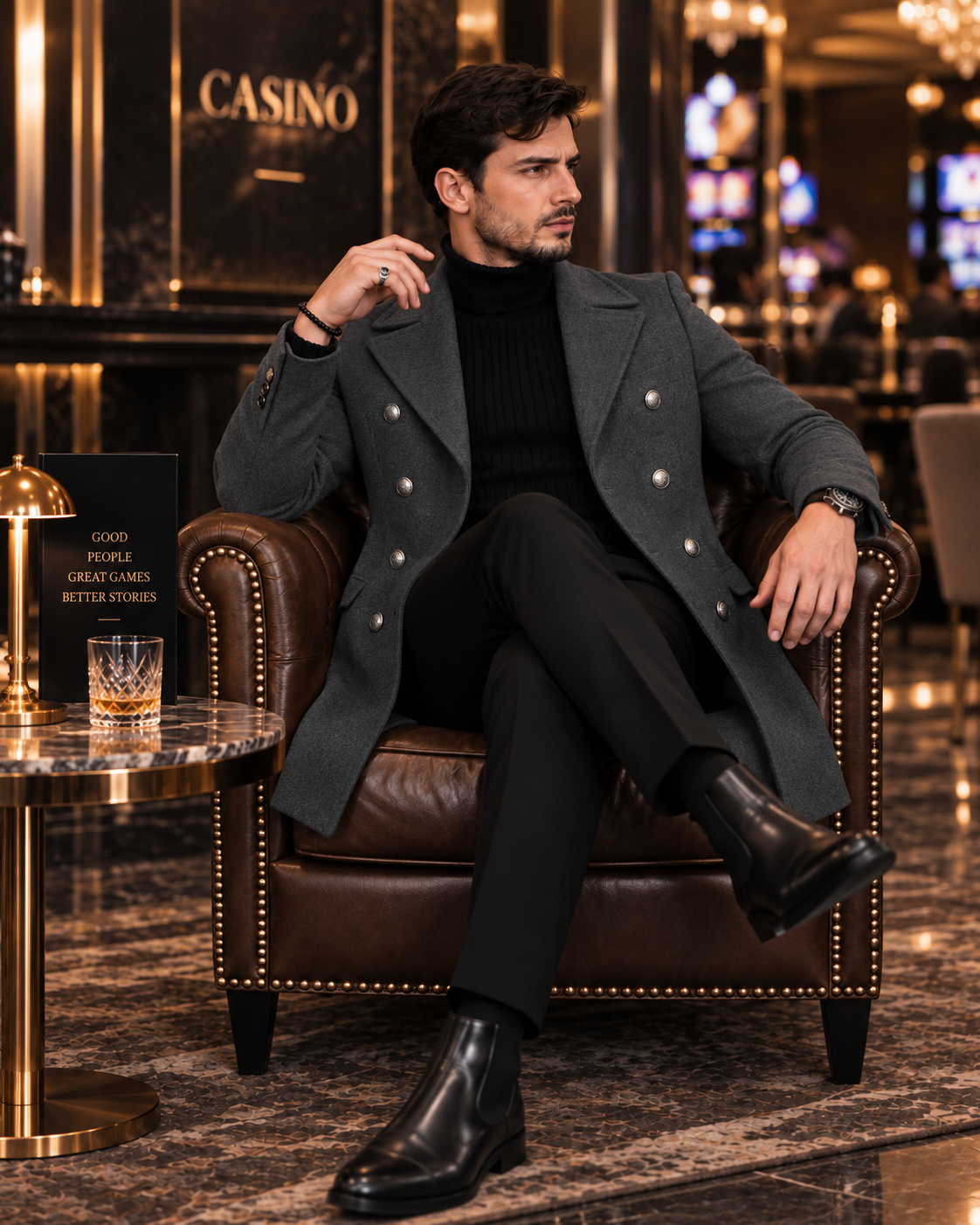 Frost Slim Fit Dark Grey Double Breasted Wool Over Coat by ITALIAN VEGA® (Winter Special)