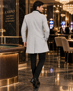 Frost Slim Fit Light Grey Double Breasted Wool Over Coat by ITALIAN VEGA® (Winter Special)