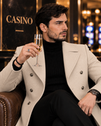 Frost Slim Fit Beige Double Breasted Wool Over Coat by ITALIAN VEGA® (Winter Special)