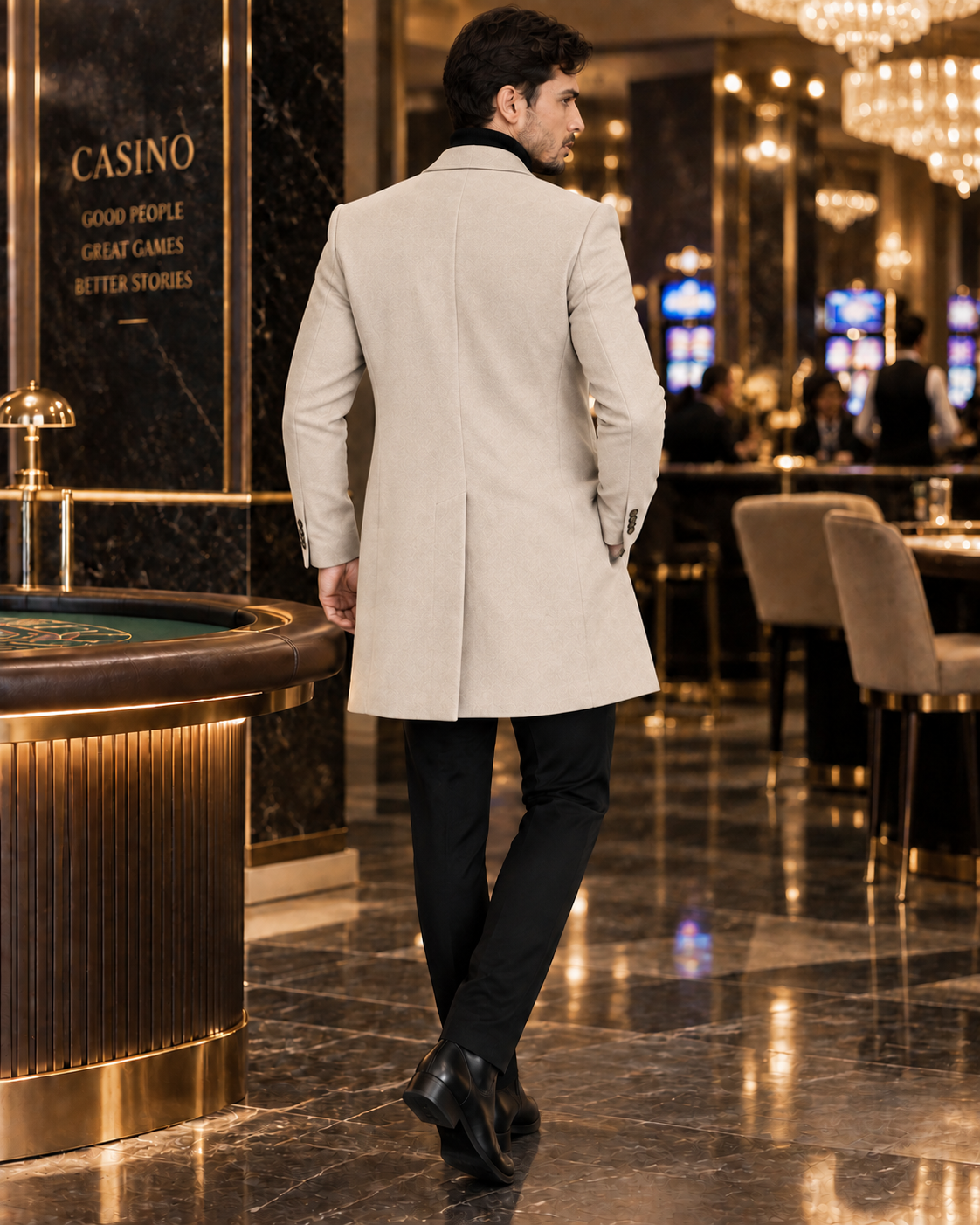 Frost Slim Fit Beige Double Breasted Wool Over Coat by ITALIAN VEGA® (Winter Special)