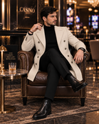 Frost Slim Fit Beige Double Breasted Wool Over Coat by ITALIAN VEGA® (Winter Special)