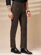 Brown Exotic Herringbone Gurkha Pants | Boot Cut Fit by Italian Vega®