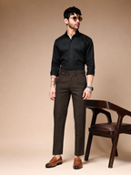 Brown Oxford Herringbone Gurkha Pants | Boot Cut Fit by Italian Vega®