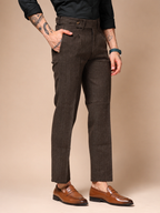 Brown Oxford Herringbone Gurkha Pants | Boot Cut Fit by Italian Vega®