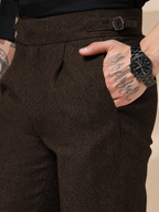 Signature Buttoned Herringbone Gurkha Pants | Boot Cut Fit by ITALIAN VEGA®