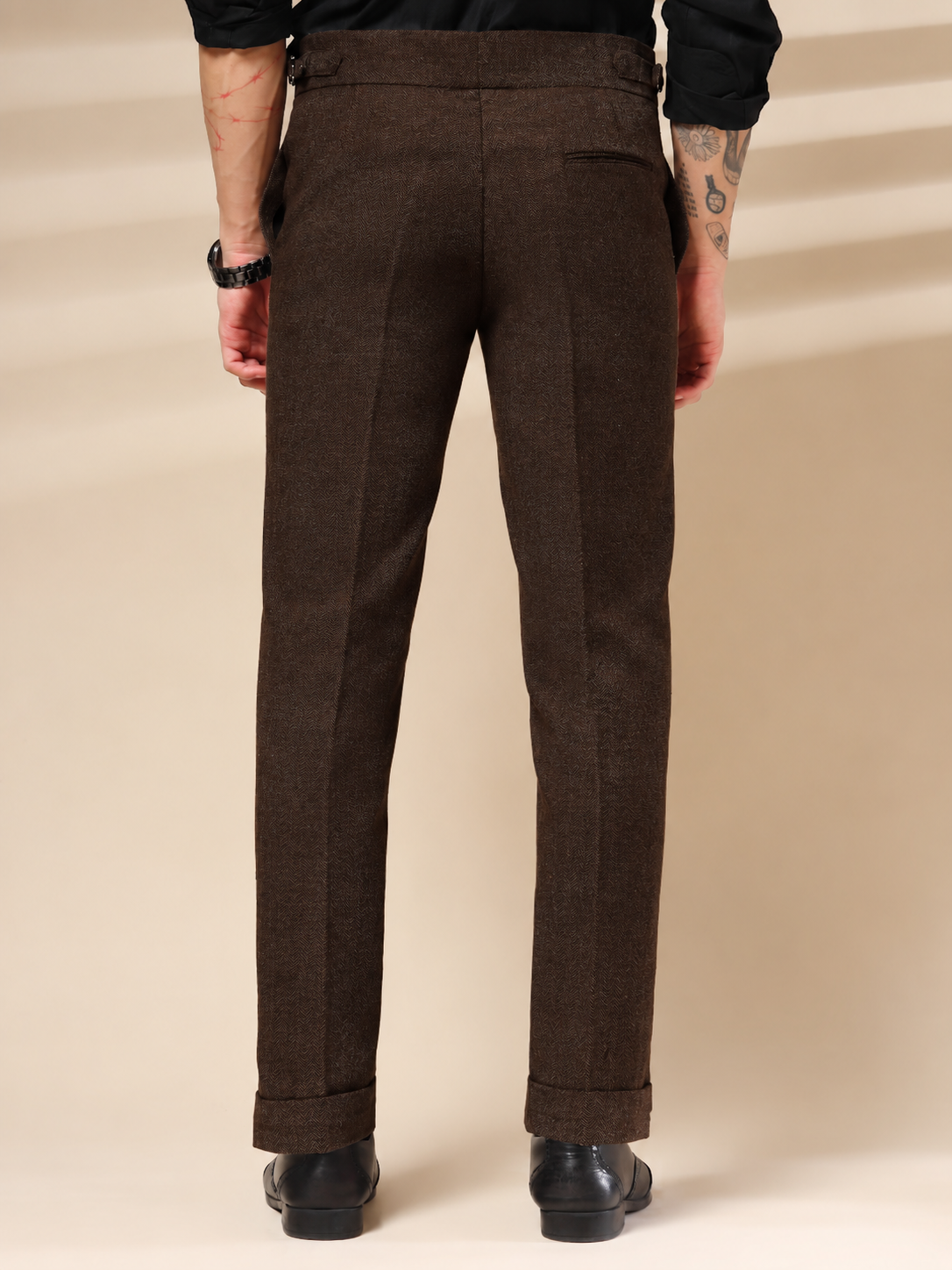 Signature Buttoned Herringbone Gurkha Pants | Boot Cut Fit by ITALIAN VEGA®
