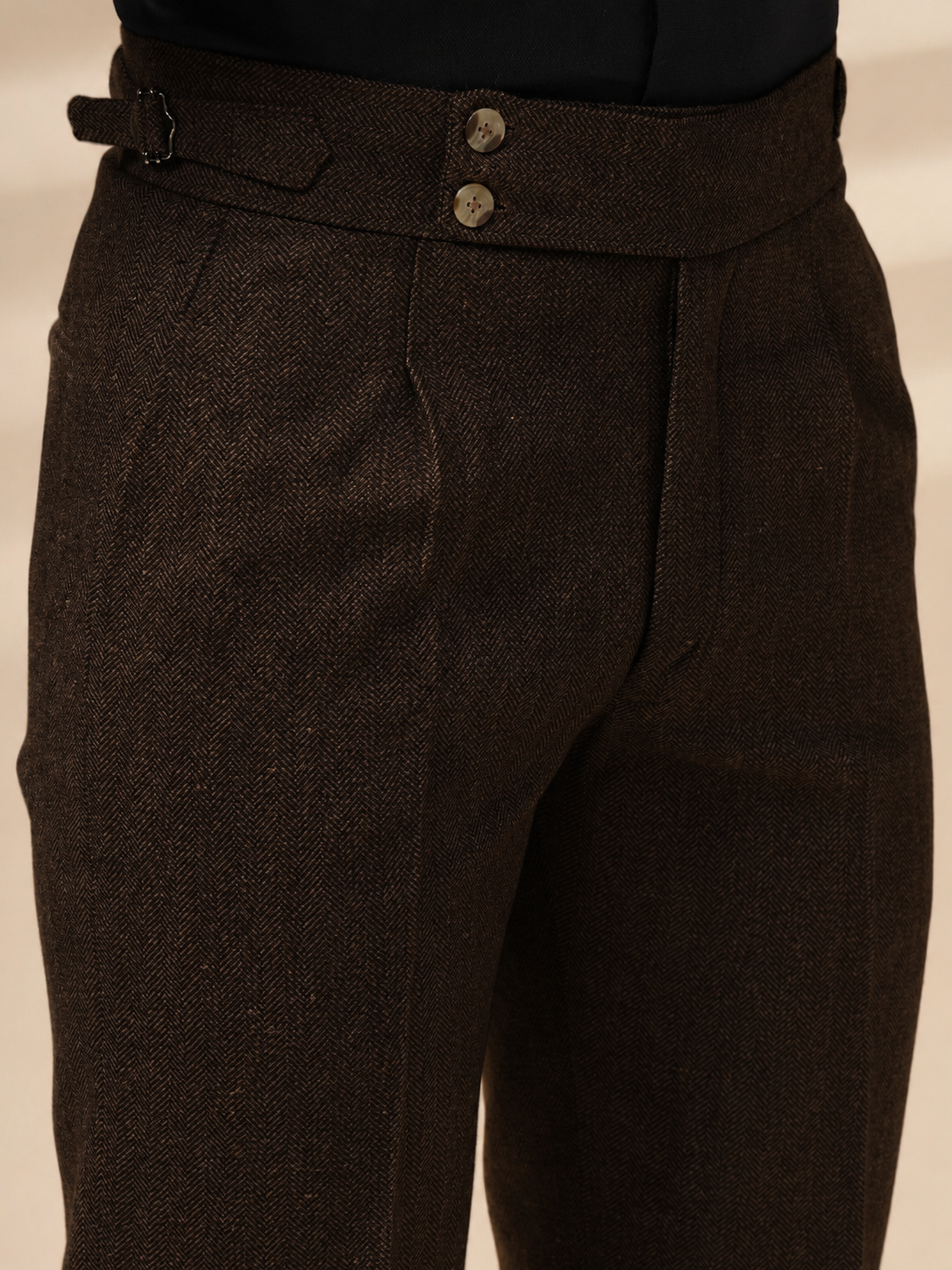 Signature Buttoned Herringbone Gurkha Pants | Boot Cut Fit by ITALIAN VEGA®