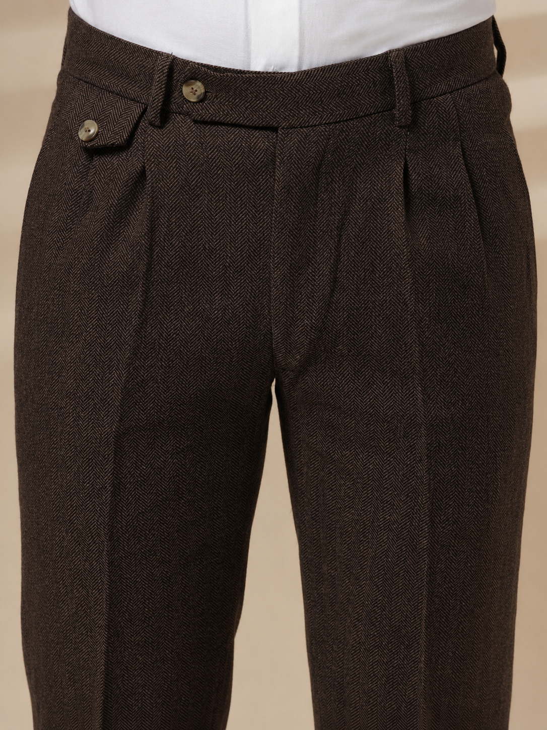 Signature Flap Herringbone Gurkha Pants | Boot Cut Fit by ITALIAN VEGA®