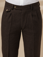 Brown Signature Flap Herringbone Gurkha Pants | Boot Cut Fit by Italian Vega®