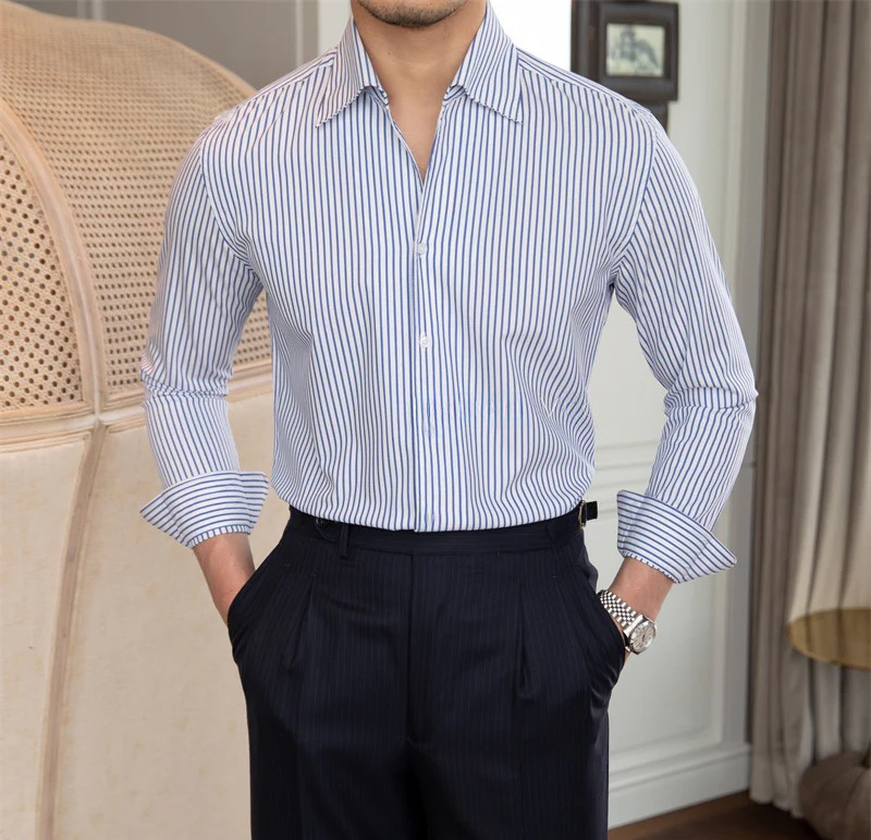 Old Money Navy Striped Shirt by Italian Vega®