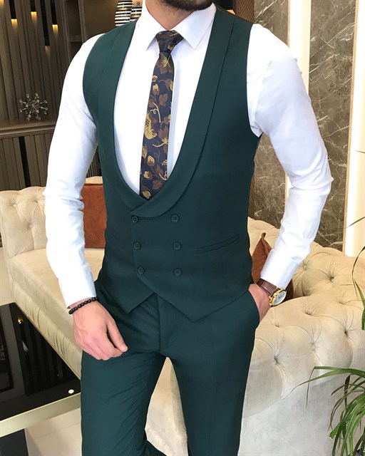 ITALIAN FIT MEN'S ARMY GREEN SUIT BY ITALIAN VEGA® (3-Piece)