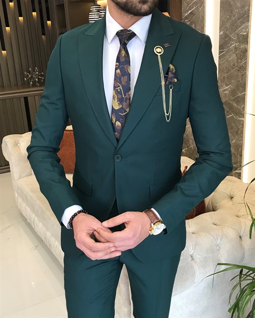 ITALIAN FIT MEN'S DARK GREEN SUIT BY ITALIAN VEGA®