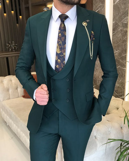 ITALIAN FIT MEN'S ARMY GREEN SUIT BY ITALIAN VEGA® (3-Piece)