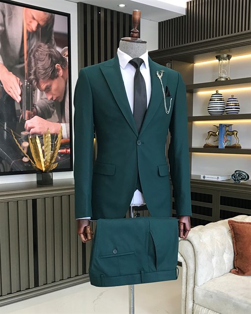 ITALIAN FIT MEN'S ARMY GREEN SUIT BY ITALIAN VEGA® (3-Piece)