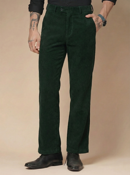 Bottle Green Corduroy Oxford Gurkha Pants | Boot Cut Fit by ITALIAN VEGA®