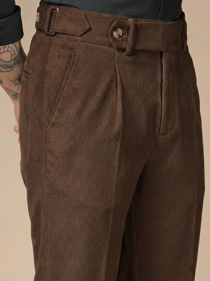 Brown Corduroy Oxford Gurkha Pants | Boot Cut Fit by ITALIAN VEGA®
