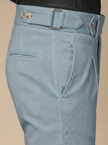 Light Grey Corduroy Oxford Gurkha Pants | Boot Cut Fit by ITALIAN VEGA®