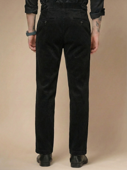 Black Corduroy Oxford Gurkha Pants | Boot Cut Fit by ITALIAN VEGA®